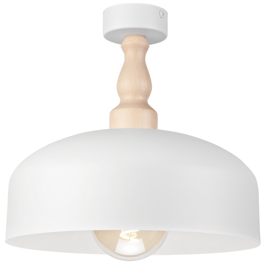 Přisazený lustr RINA 1xE27/15W/230V bílá/buk