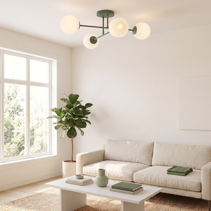 Přisazený lustr ROMA 4xE14/10W/230V zelená