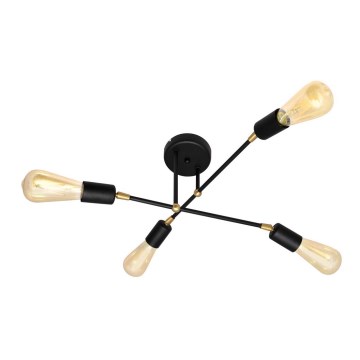 Přisazený lustr ROSETTE 4xE27/15W/230V černá/zlatá