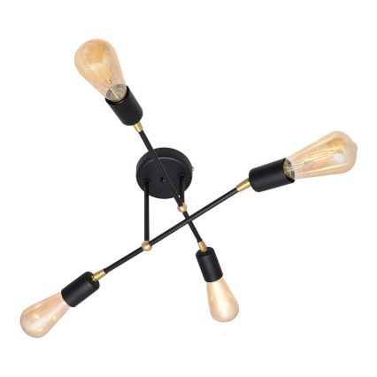 Přisazený lustr ROSETTE 4xE27/15W/230V černá/zlatá