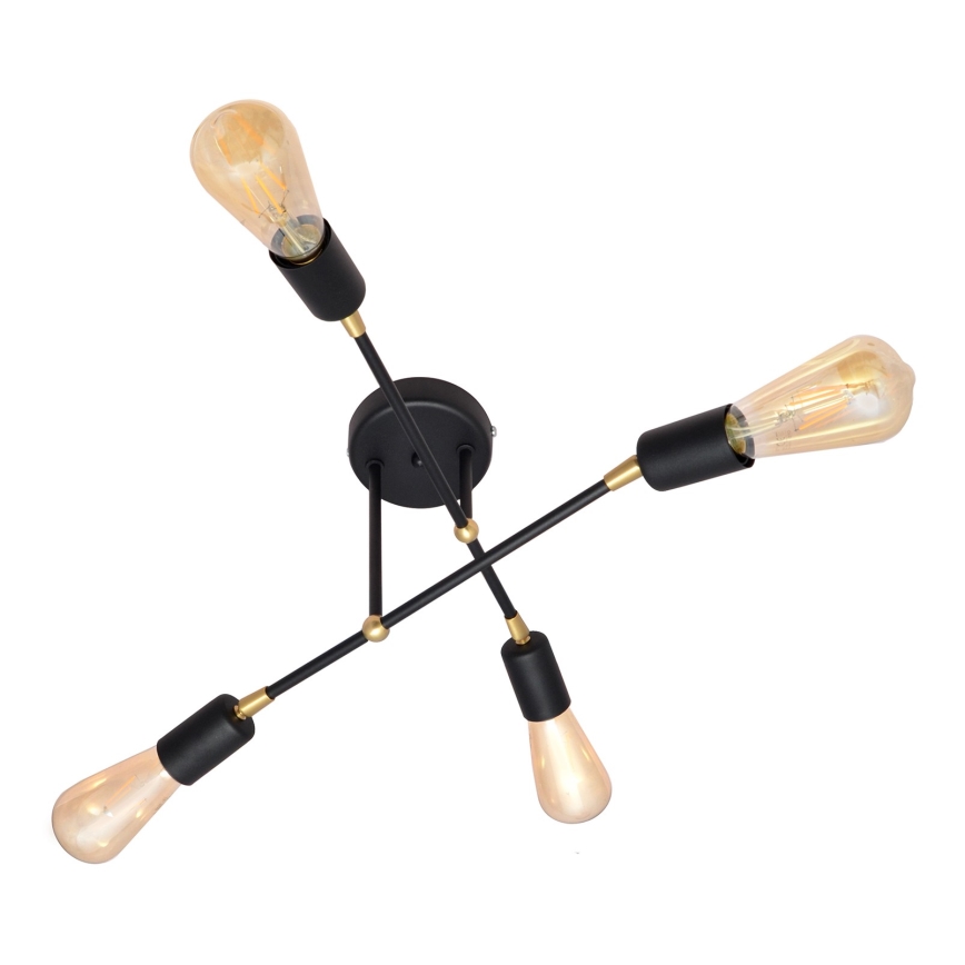 Přisazený lustr ROSETTE 4xE27/15W/230V černá/zlatá