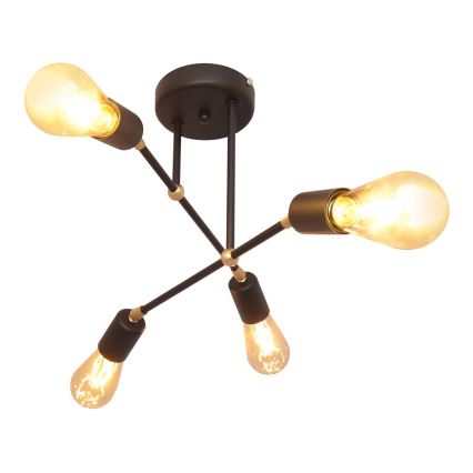 Přisazený lustr ROSETTE 4xE27/15W/230V černá/zlatá