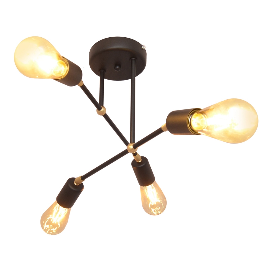 Přisazený lustr ROSETTE 4xE27/15W/230V černá/zlatá