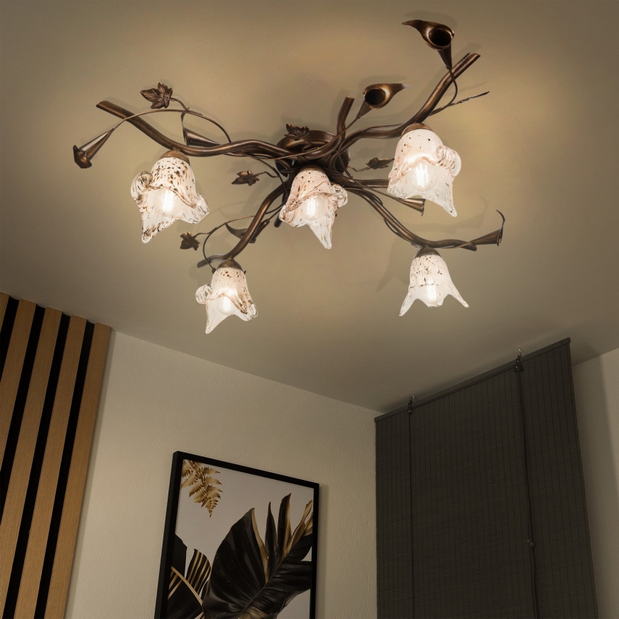 Přisazený lustr ROZETA 5xE14/40W/230V bronzová