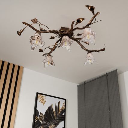 Přisazený lustr ROZETA 5xE14/40W/230V bronzová