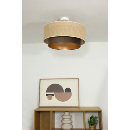 Přisazený lustr SARTA 1xE27/60W/230V pr. 45 cm hnědá/juta