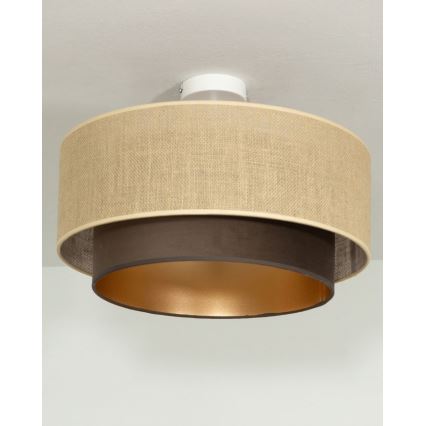 Přisazený lustr SARTA 1xE27/60W/230V pr. 45 cm hnědá/juta