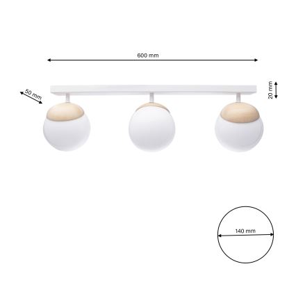 Přisazený lustr SFERA WOOD 3xE14/40W/230V