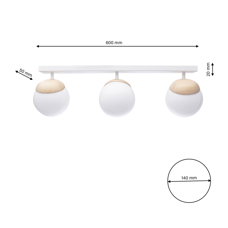 Přisazený lustr SFERA WOOD 3xE14/40W/230V