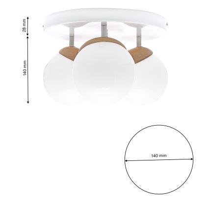Přisazený lustr SFERA WOOD 3xE14/40W/230V