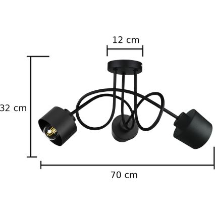 Přisazený lustr SIMPLY BLACK 3xE27/60W/230V