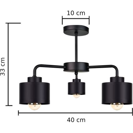 Přisazený lustr SIMPLY BLACK 3xE27/60W/230V