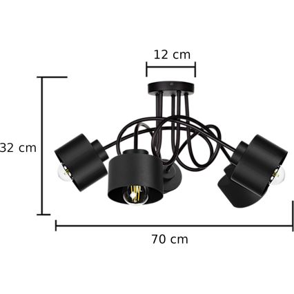 Přisazený lustr SIMPLY BLACK 5xE27/60W/230V