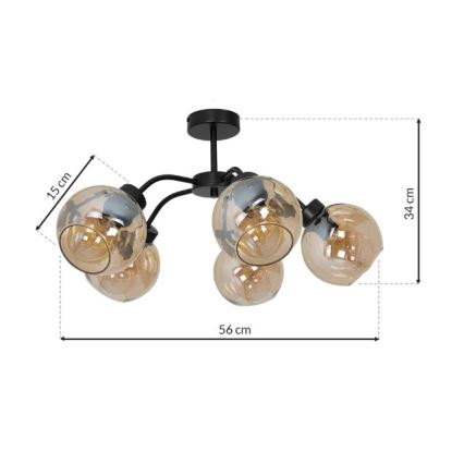 Přisazený lustr SOFIA 5xE27/60W/230V hnědá