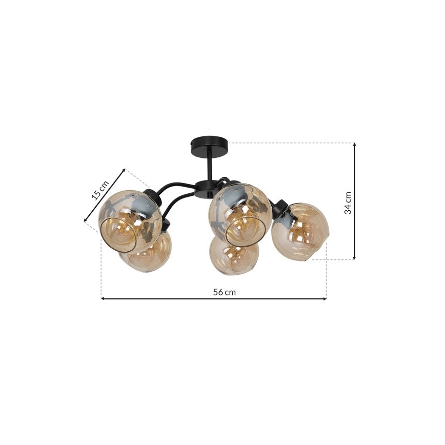 Přisazený lustr SOFIA 5xE27/60W/230V hnědá