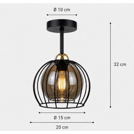 Přisazený lustr SOLO BLACK 1xE27/60W/230V černá/zlatá