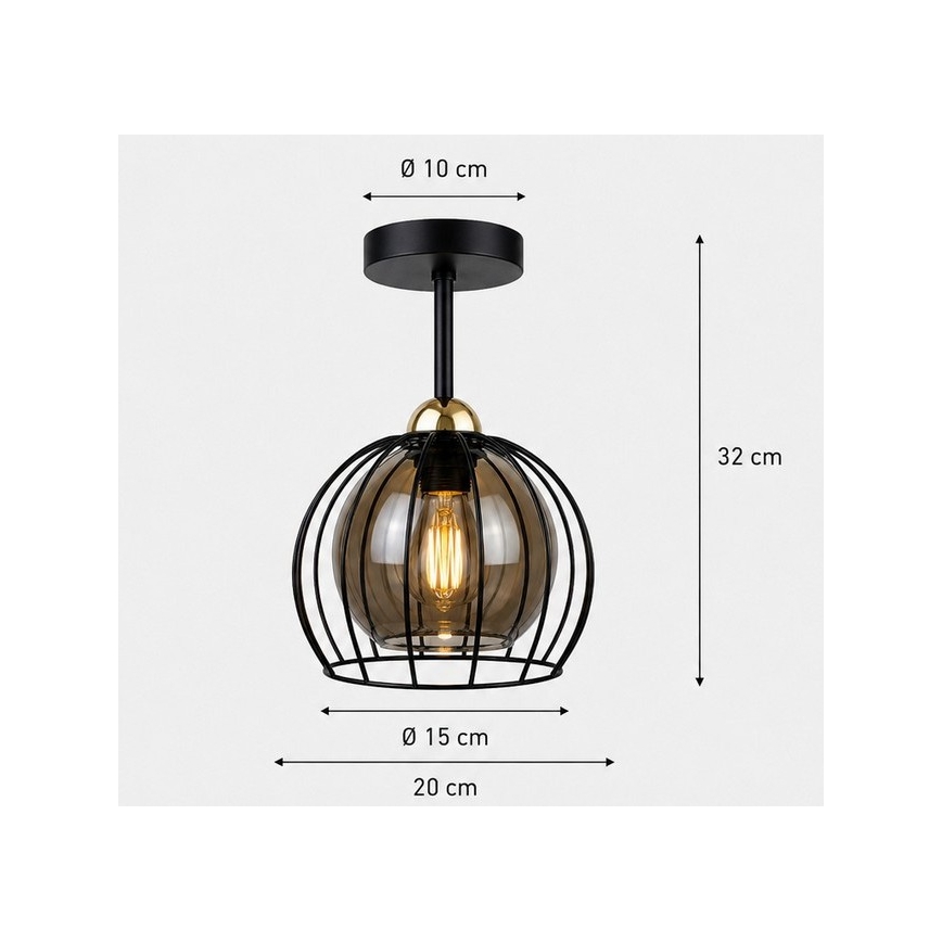 Přisazený lustr SOLO BLACK 1xE27/60W/230V černá/zlatá
