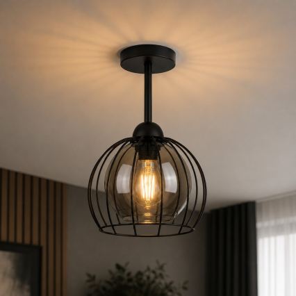 Přisazený lustr SOLO BLACK 1xE27/60W/230V černá/kouřová