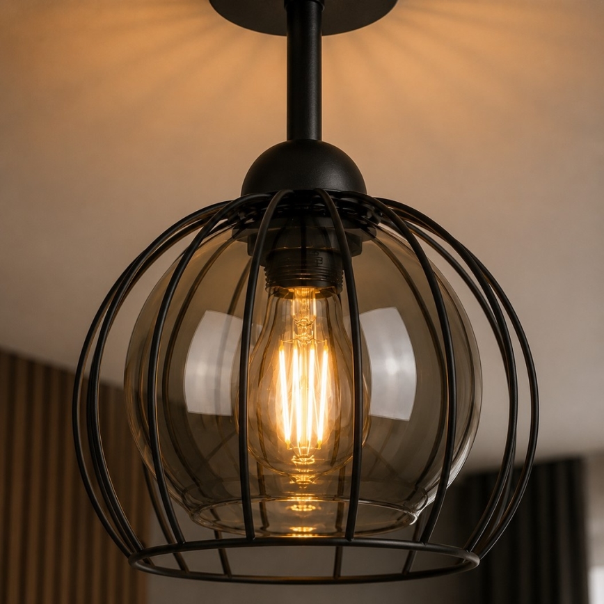 Přisazený lustr SOLO BLACK 1xE27/60W/230V černá/kouřová