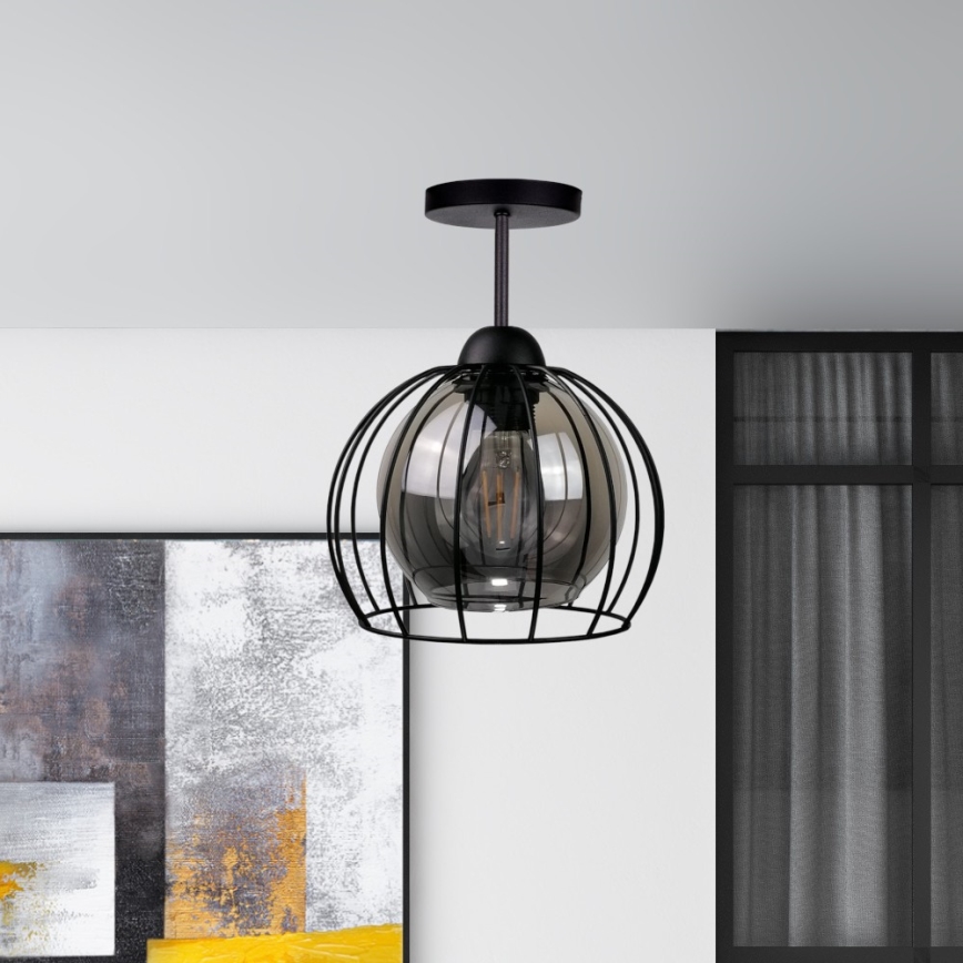 Přisazený lustr SOLO BLACK 1xE27/60W/230V černá/kouřová