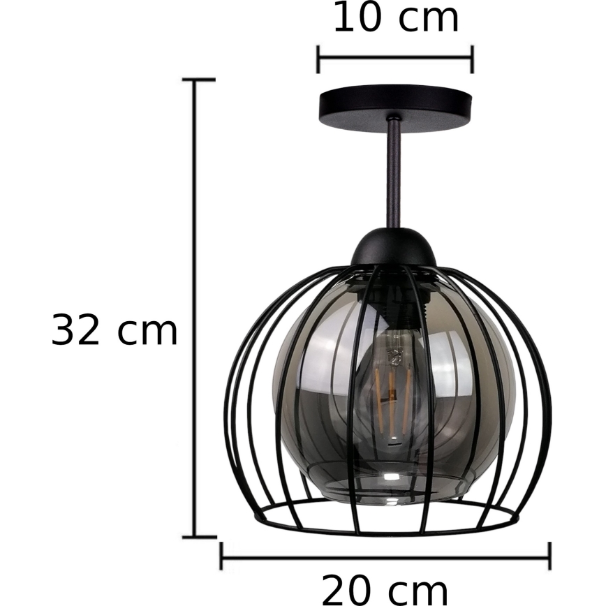 Přisazený lustr SOLO BLACK 1xE27/60W/230V černá/kouřová