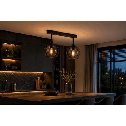 Přisazený lustr SOLO BLACK 2xE27/60W/230V