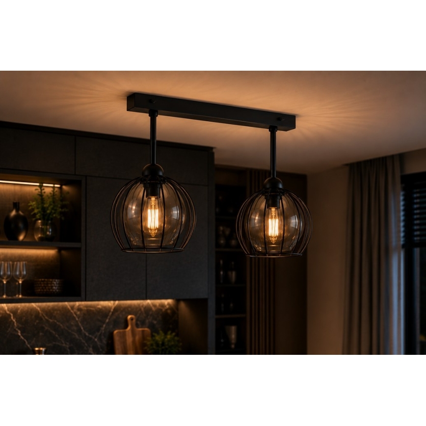 Přisazený lustr SOLO BLACK 2xE27/60W/230V