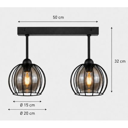 Přisazený lustr SOLO BLACK 2xE27/60W/230V