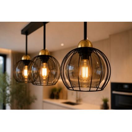 Přisazený lustr SOLO BLACK 3xE27/60W/230V černá/zlatá