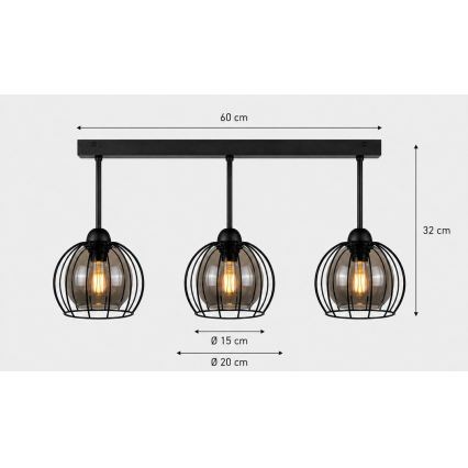 Přisazený lustr SOLO BLACK 3xE27/60W/230V
