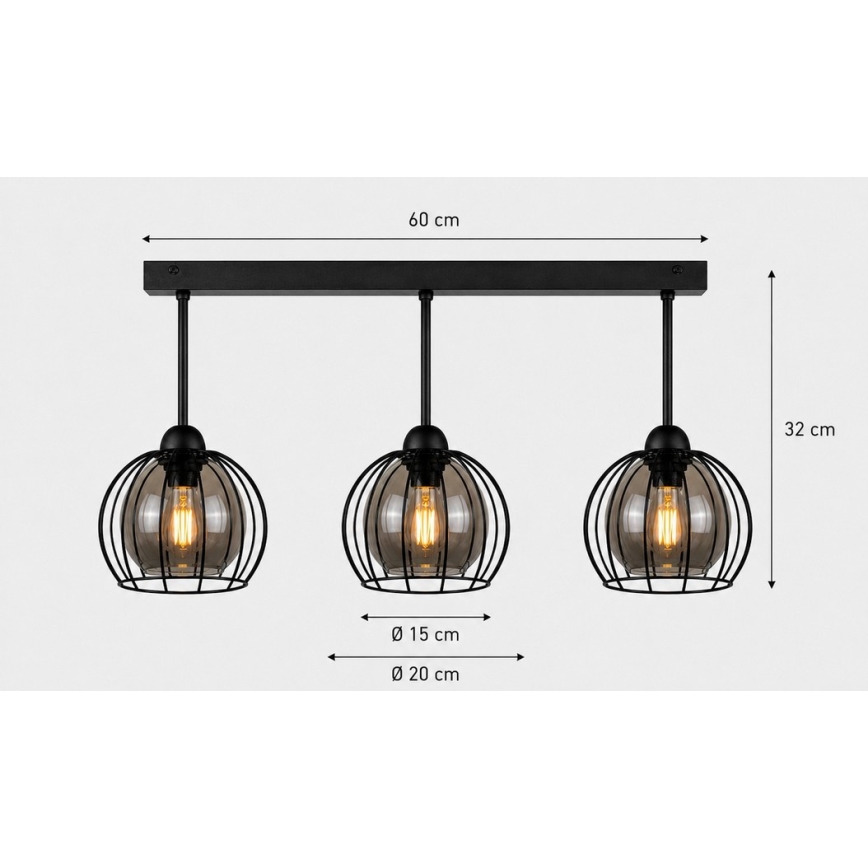 Přisazený lustr SOLO BLACK 3xE27/60W/230V