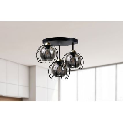 Přisazený lustr SOLO BLACK 3xE27/60W/230V pr. 30 cm černá/zlatá