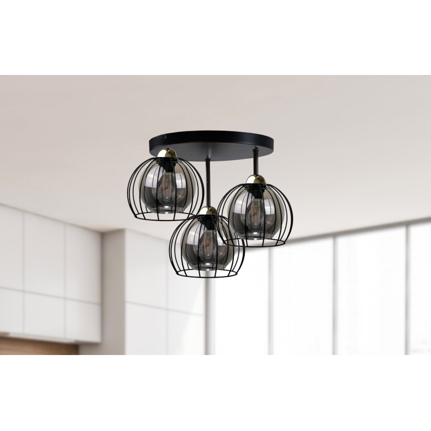Přisazený lustr SOLO BLACK 3xE27/60W/230V pr. 30 cm černá/zlatá