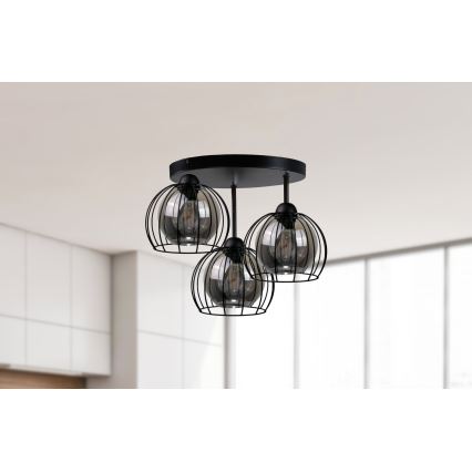 Přisazený lustr SOLO BLACK 3xE27/60W/230V černá/kouřová pr. 30 cm