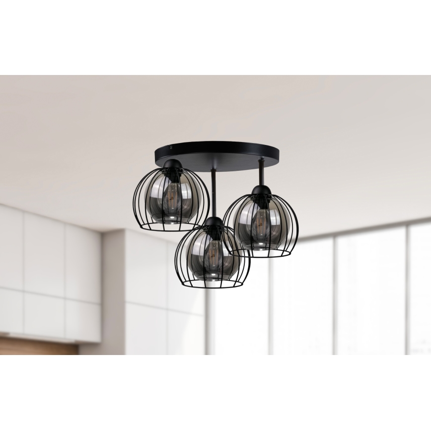 Přisazený lustr SOLO BLACK 3xE27/60W/230V černá/kouřová pr. 30 cm