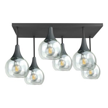 Přisazený lustr SOMA 6xE27/60W/230V černá/čirá