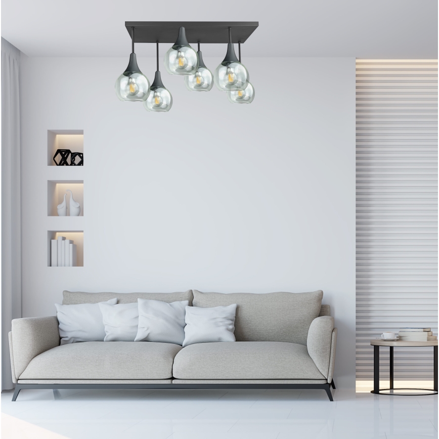 Přisazený lustr SOMA 6xE27/60W/230V černá/čirá