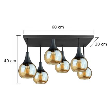 Přisazený lustr SOMA 6xE27/60W/230V černá/kouřová béžová