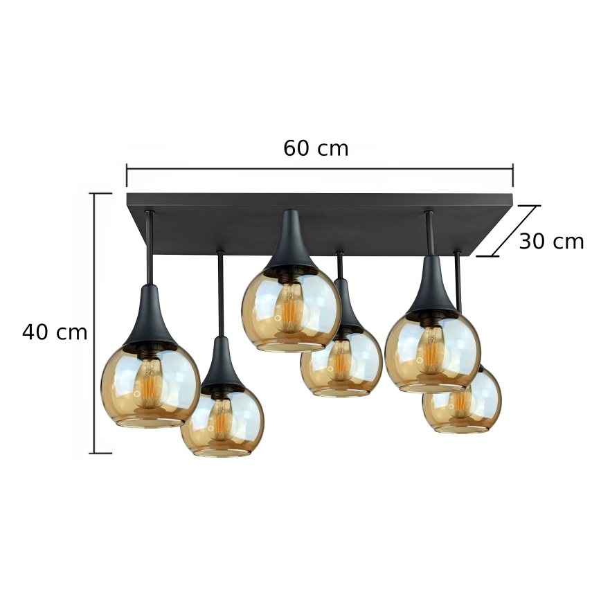 Přisazený lustr SOMA 6xE27/60W/230V černá/kouřová béžová