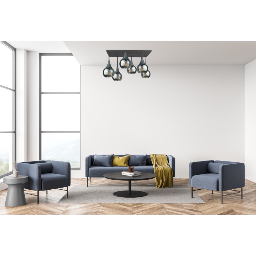 Přisazený lustr SOMA 6xE27/60W/230V černá/kouřová černá