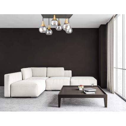 Přisazený lustr SOMA 6xE27/60W/230V černá/zlatá/čirá