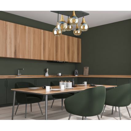Přisazený lustr SOMA 6xE27/60W/230V černá/zlatá/kouřová béžová