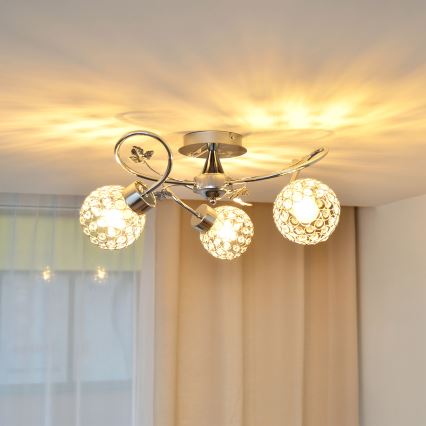 Přisazený lustr SOPHIA 3xE27/15W/230V lesklý chrom/čirá