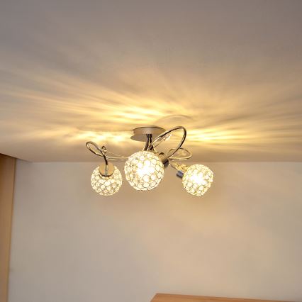 Přisazený lustr SOPHIA 3xE27/15W/230V lesklý chrom/čirá