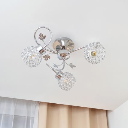 Přisazený lustr SOPHIA 3xE27/15W/230V lesklý chrom/čirá