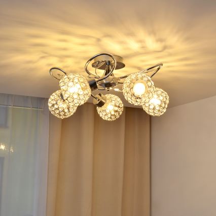 Přisazený lustr SOPHIA 5xE27/15W/230V lesklý chrom/čirá