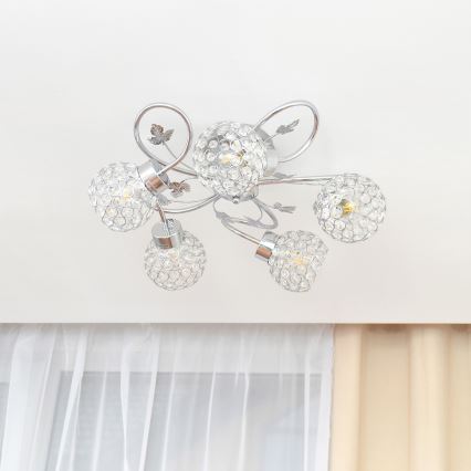 Přisazený lustr SOPHIA 5xE27/15W/230V lesklý chrom/čirá