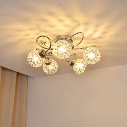 Přisazený lustr SOPHIA 5xE27/15W/230V lesklý chrom/čirá