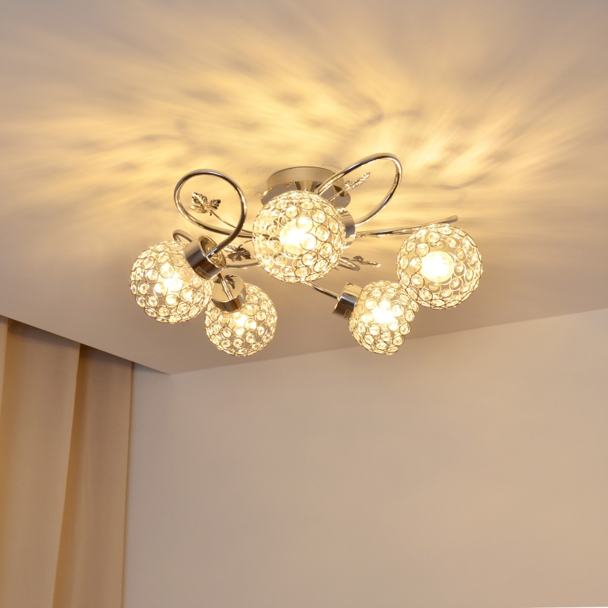 Přisazený lustr SOPHIA 5xE27/15W/230V lesklý chrom/čirá