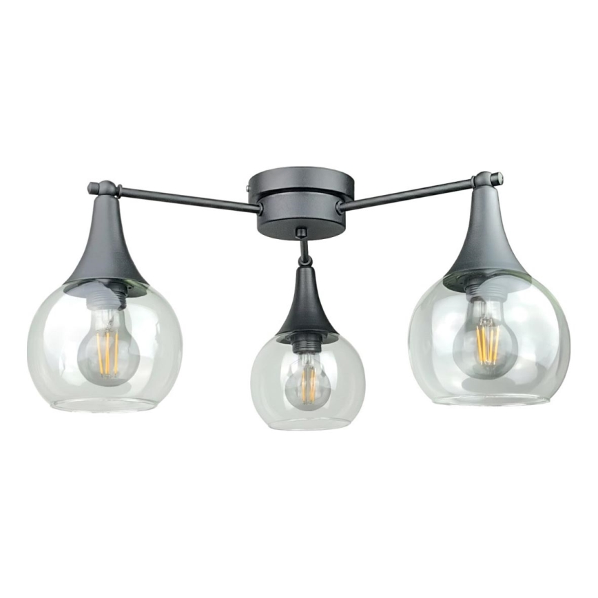 Přisazený lustr STAR 3xE27/60W/230V černá/čirá